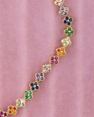 Renkli Taşlı Yonca Model Bileklik