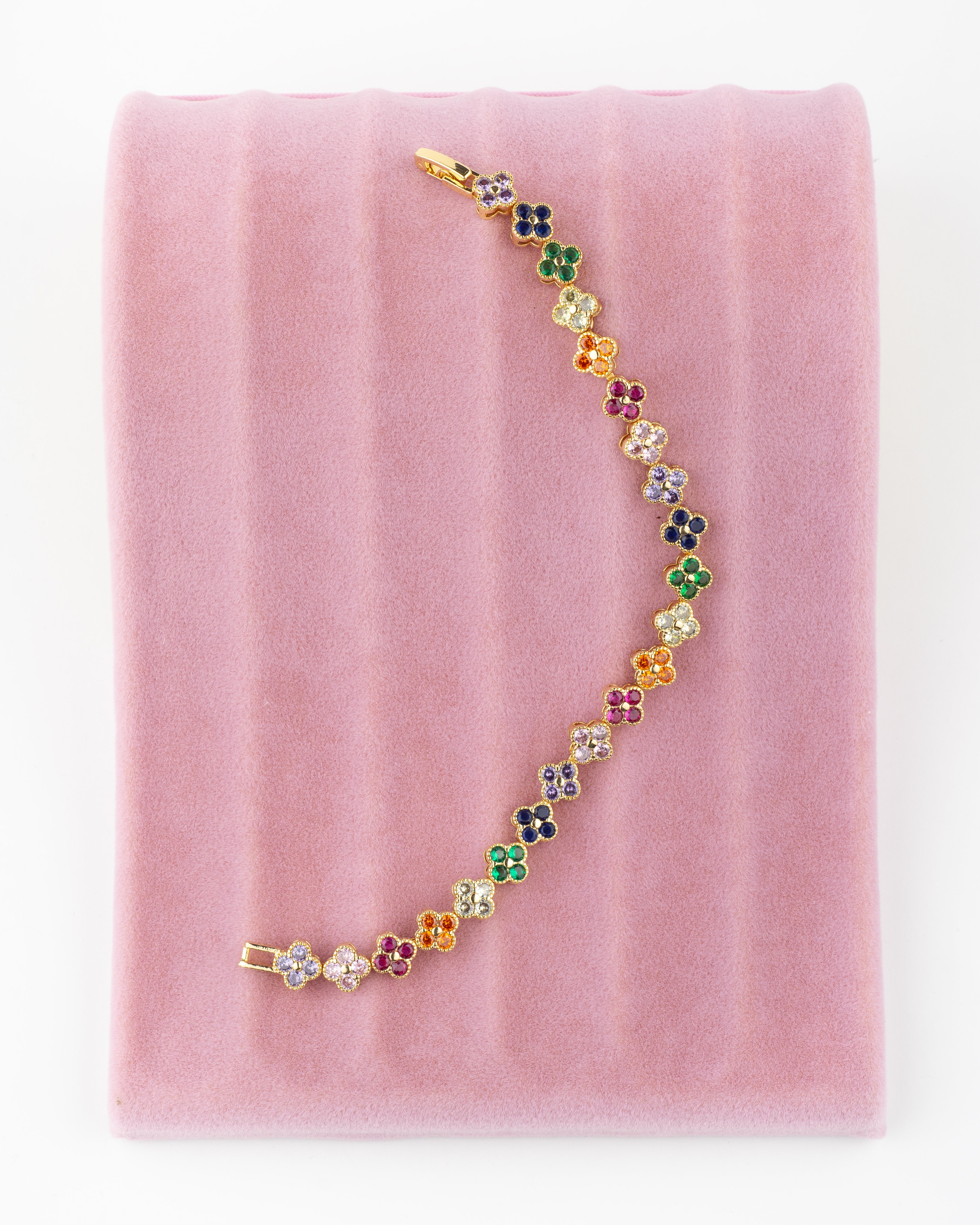 Renkli Taşlı Yonca Model Bileklik