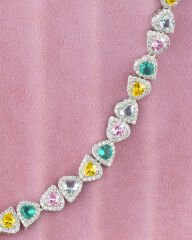 Vip Zircon Taşlı Renkli Kalp Bileklik