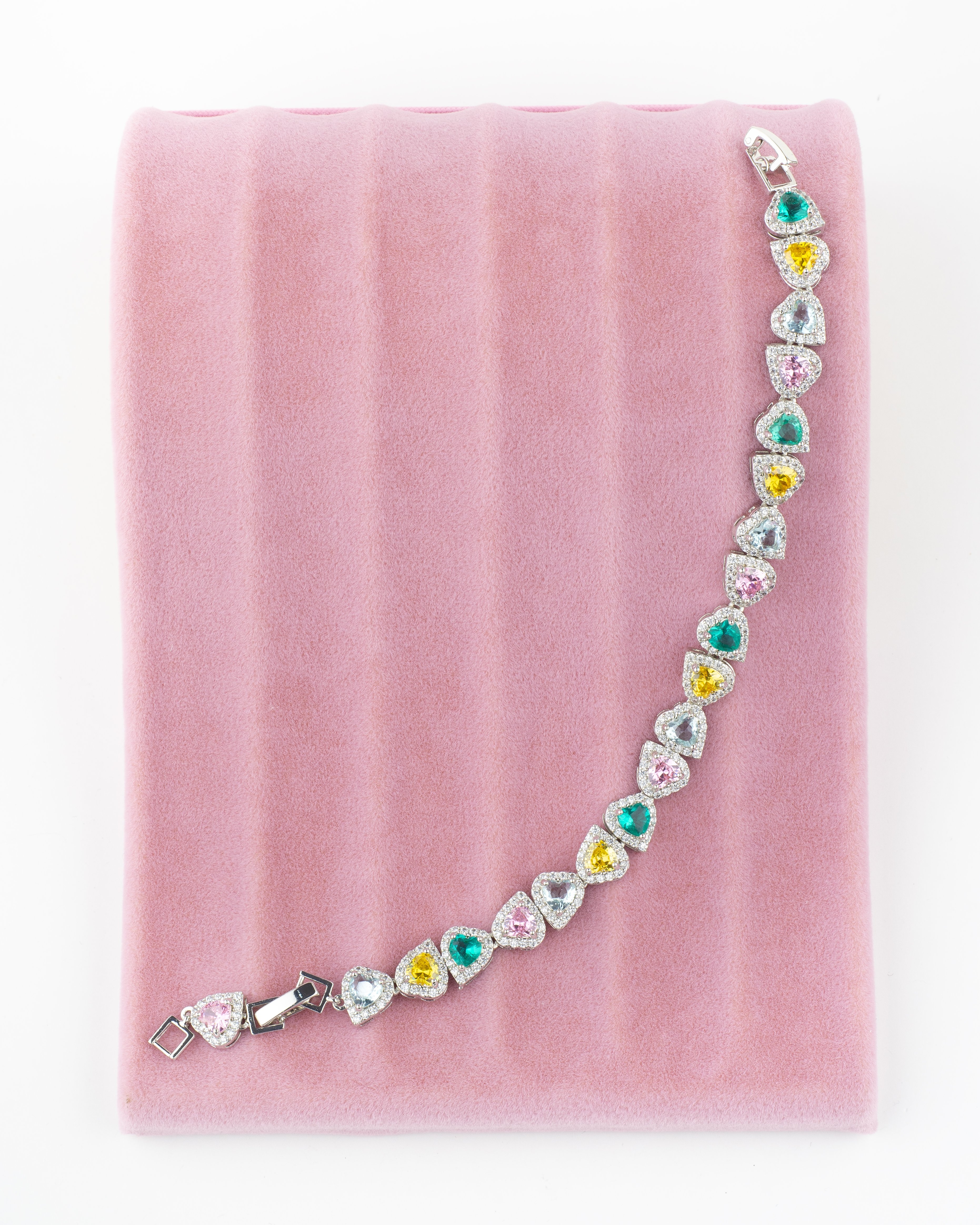 Vip Zircon Taşlı Renkli Kalp Bileklik