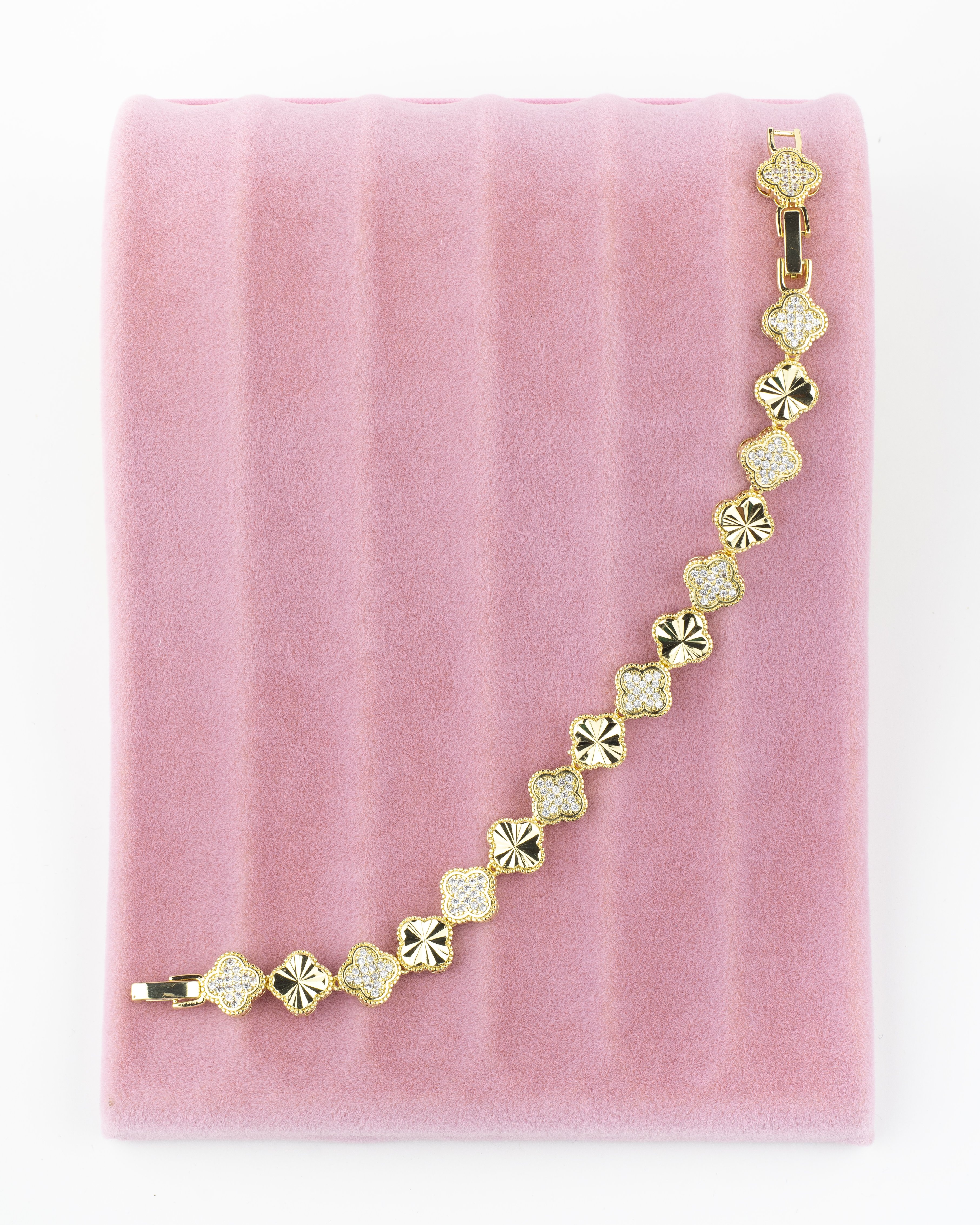 Yonca Taşlı Gold Bileklik