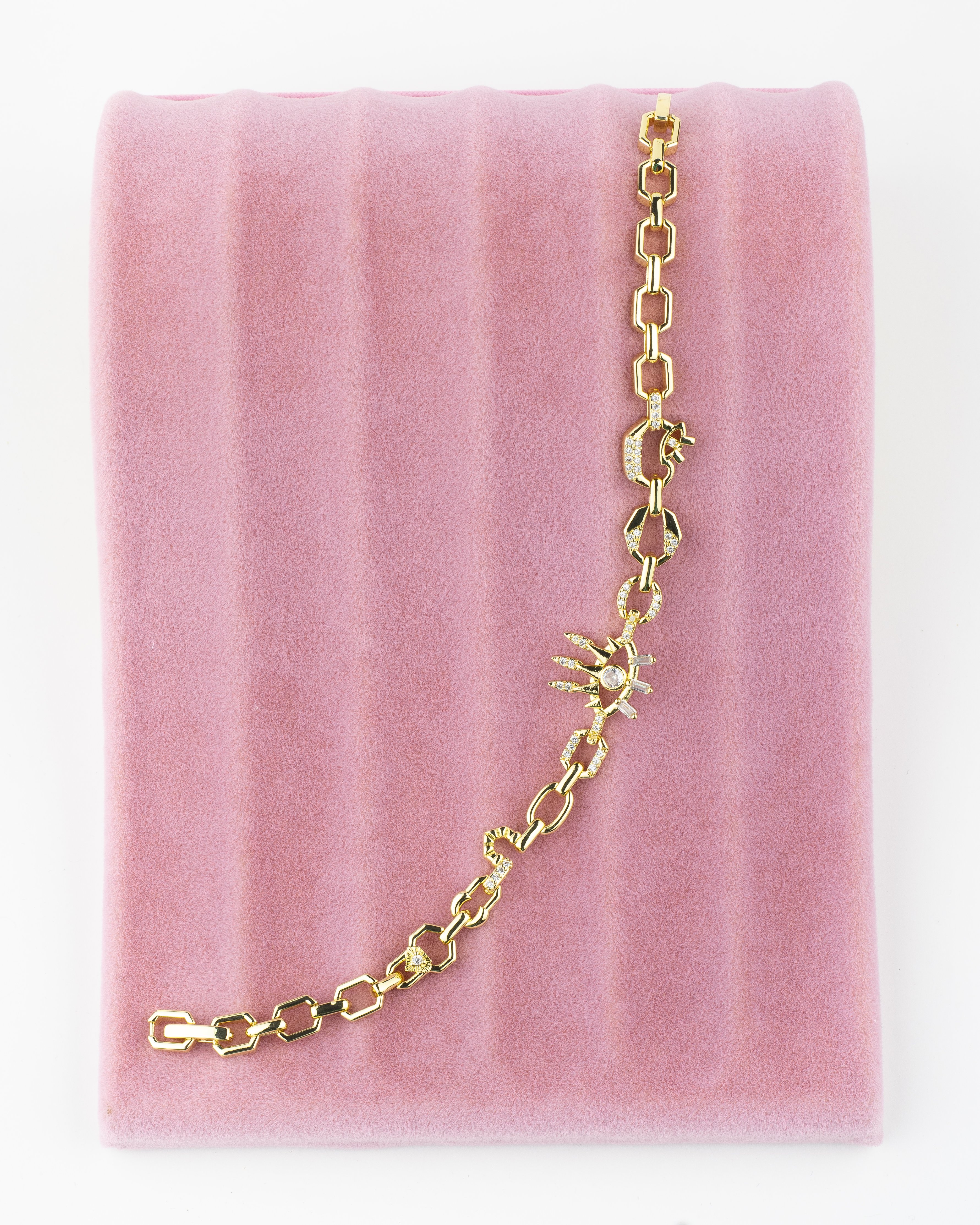 Halka Taşlı Göz Gold Bilekik