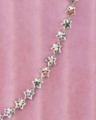 Renkli Taşlı Yıldız Silver Bileklik