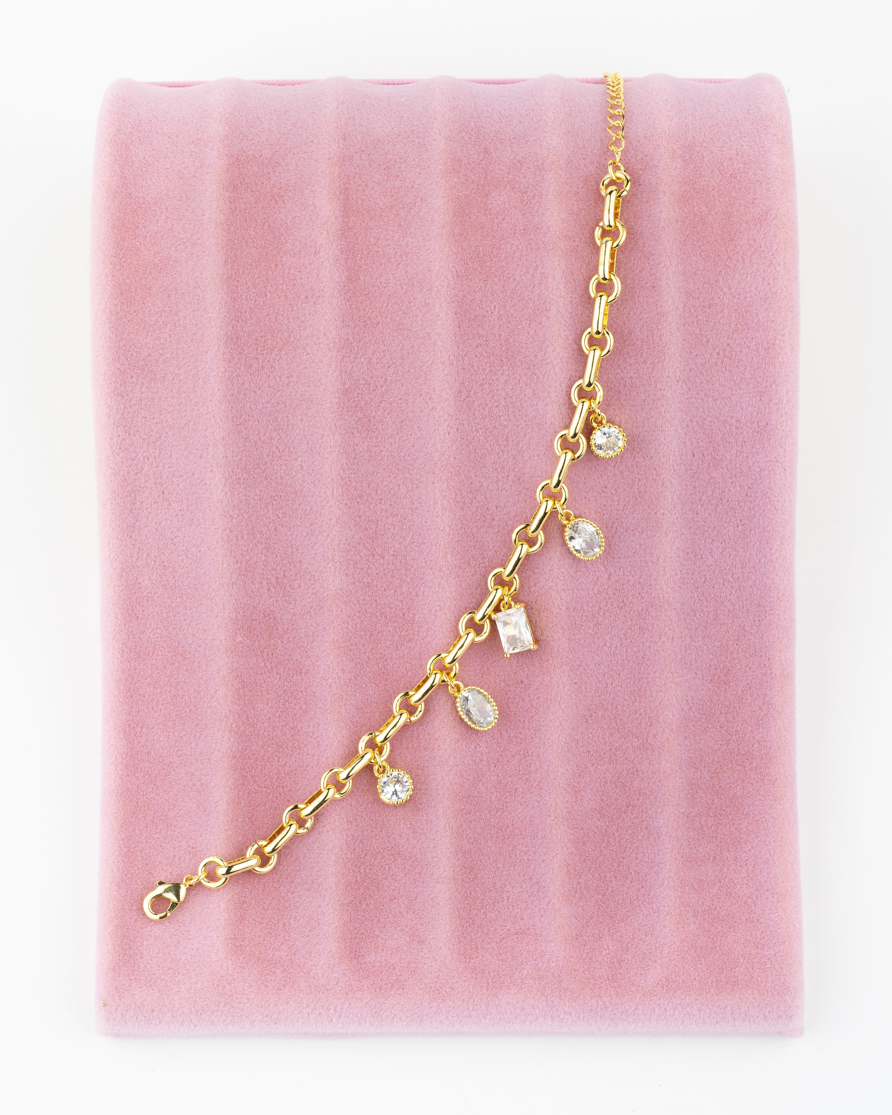 Zirkon Taşlı Zincir Bileklik