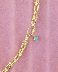 Tffny Model Mavi Taşlı Gold Zincir bileklik