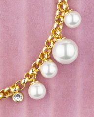 İnci Taş Detay Gold Bileklik