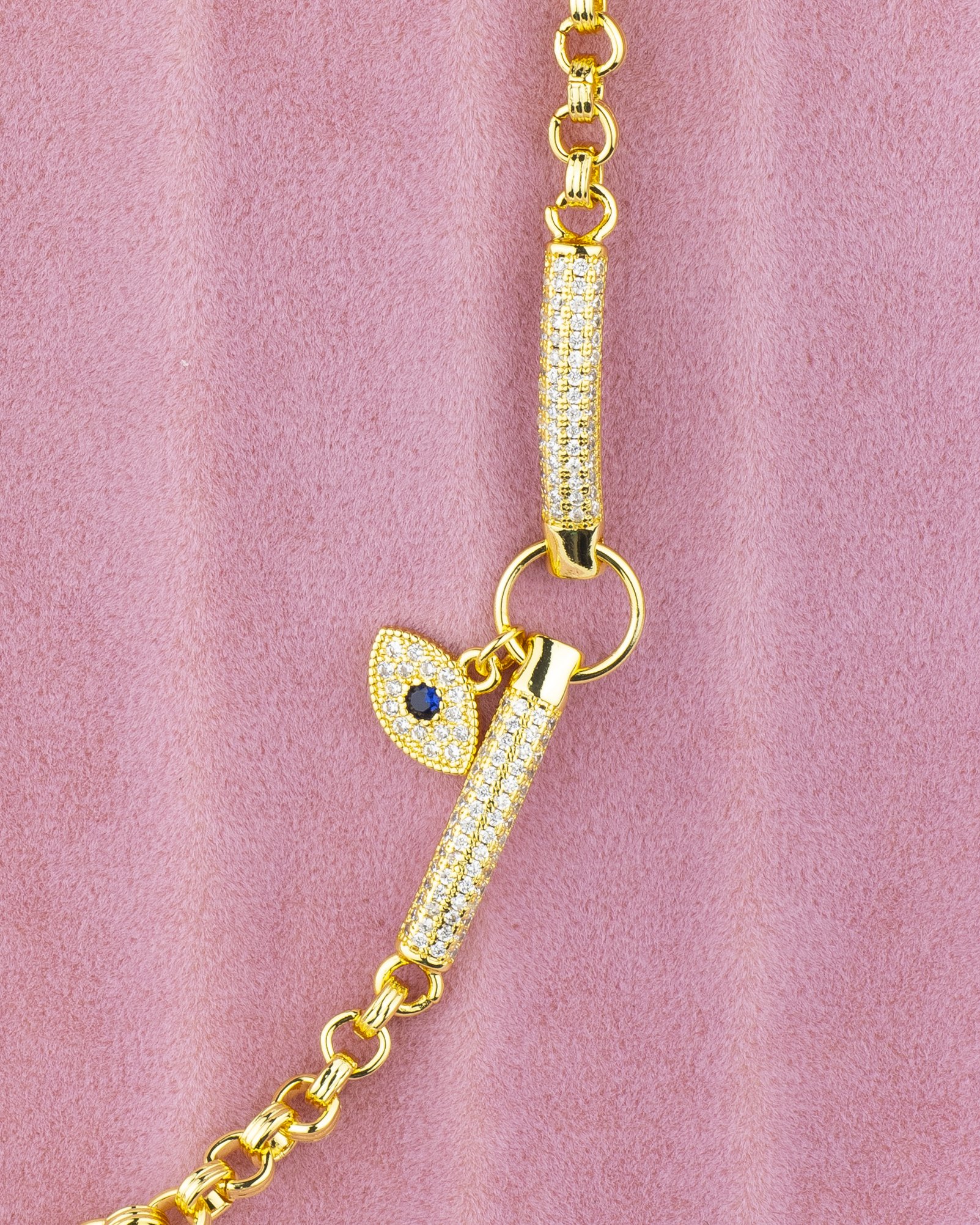 Taşlı Göz Detay Zincir Bileklik