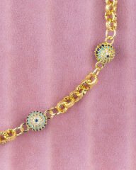 3'Lü Nazar Zincir Gold Bileklik