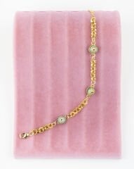 3'Lü Nazar Zincir Gold Bileklik