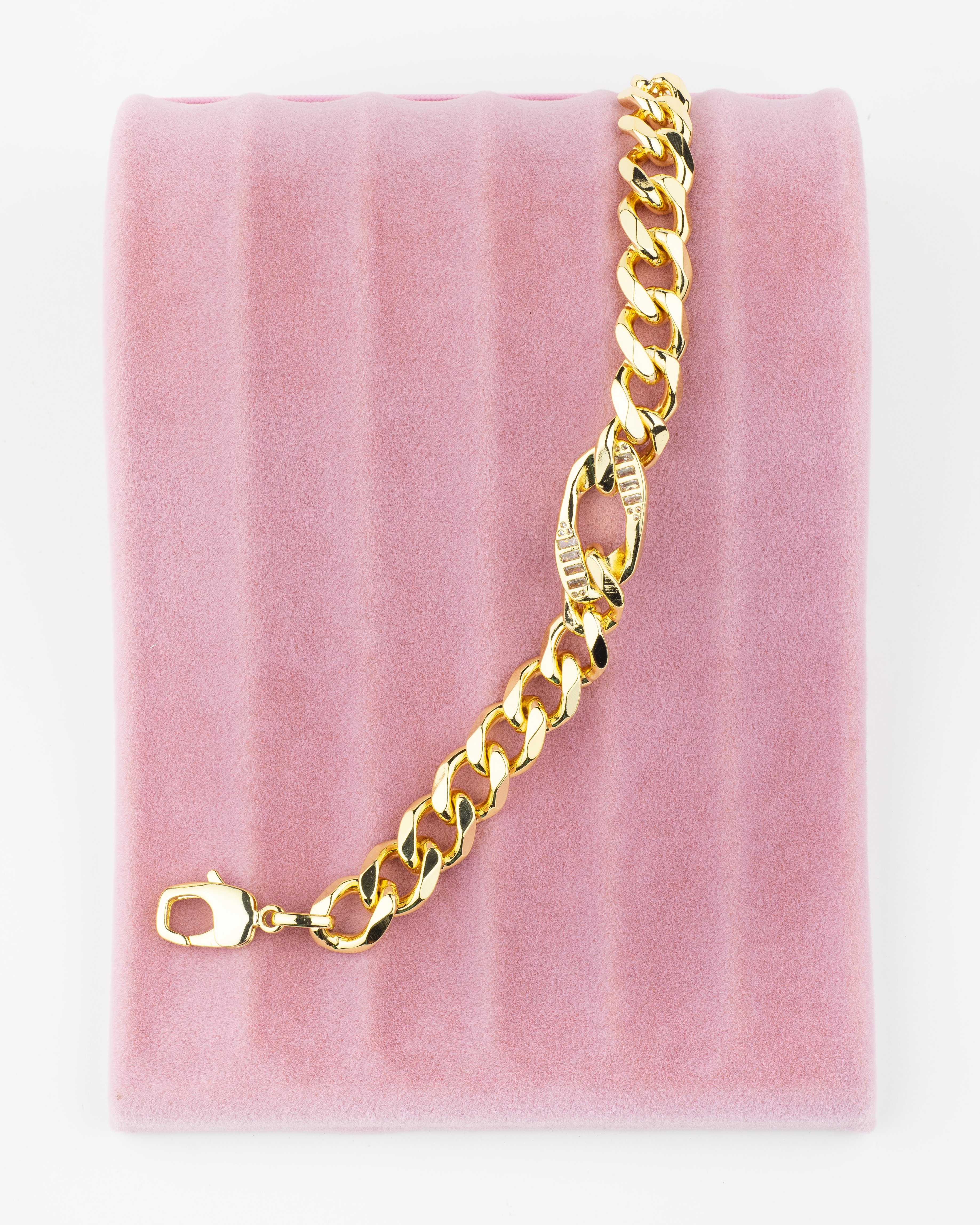 Taşlı Kalın Zincir Bileklik