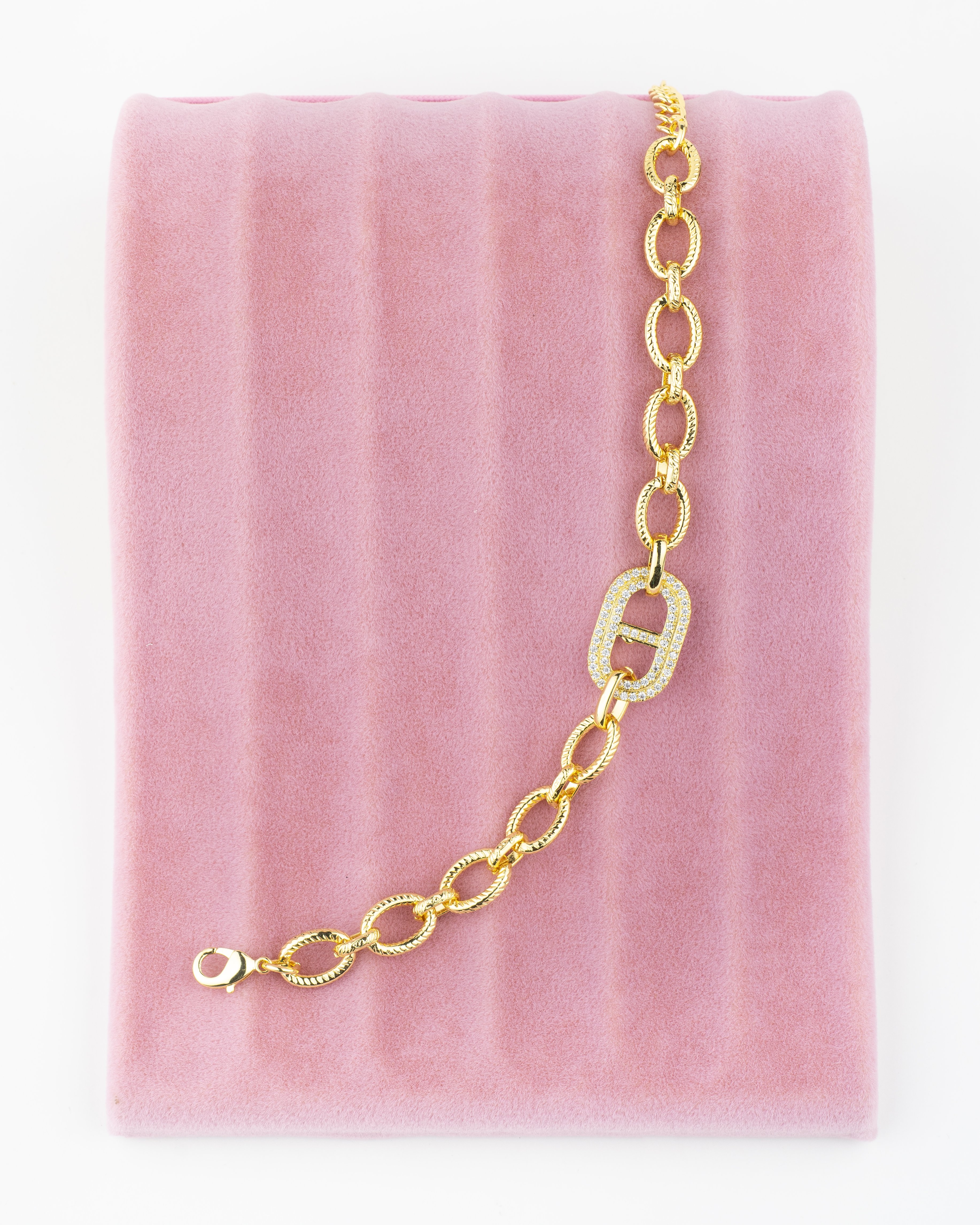 Işıltı Taşlı Kalın Zincir Bileklik