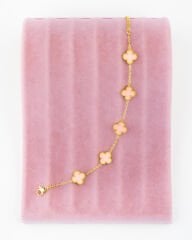 Pembe Yonca Model Gold Bileklik