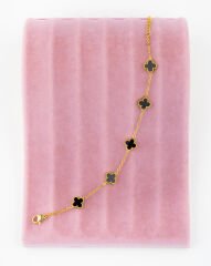 Siyah Küçük Yonca Model Gold Bileklik