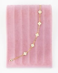 Yonca Gold Beyaz Bileklik