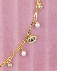 Nazar Ve Göz Model Gold Bileklik