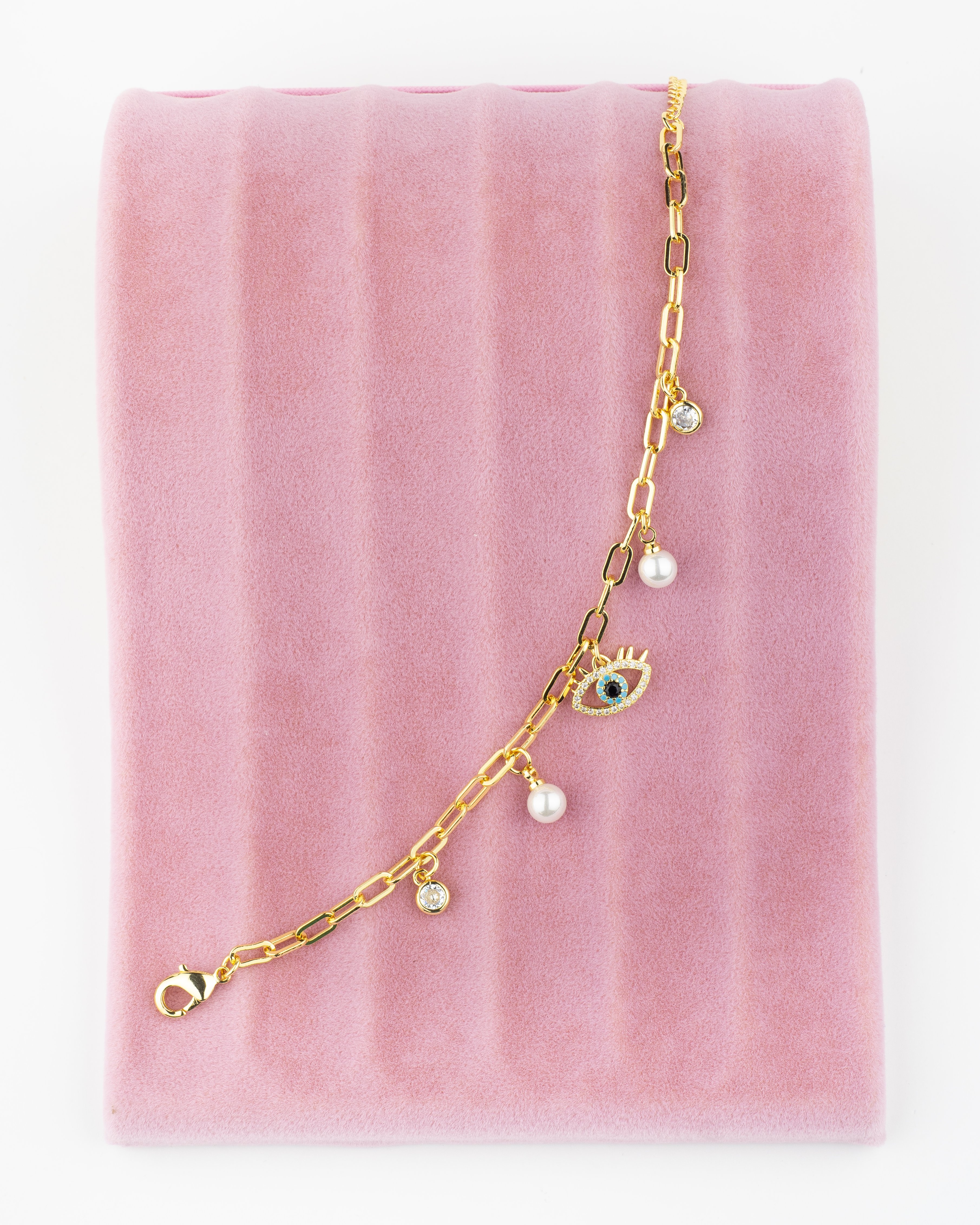 Nazar Ve Göz Model Gold Bileklik