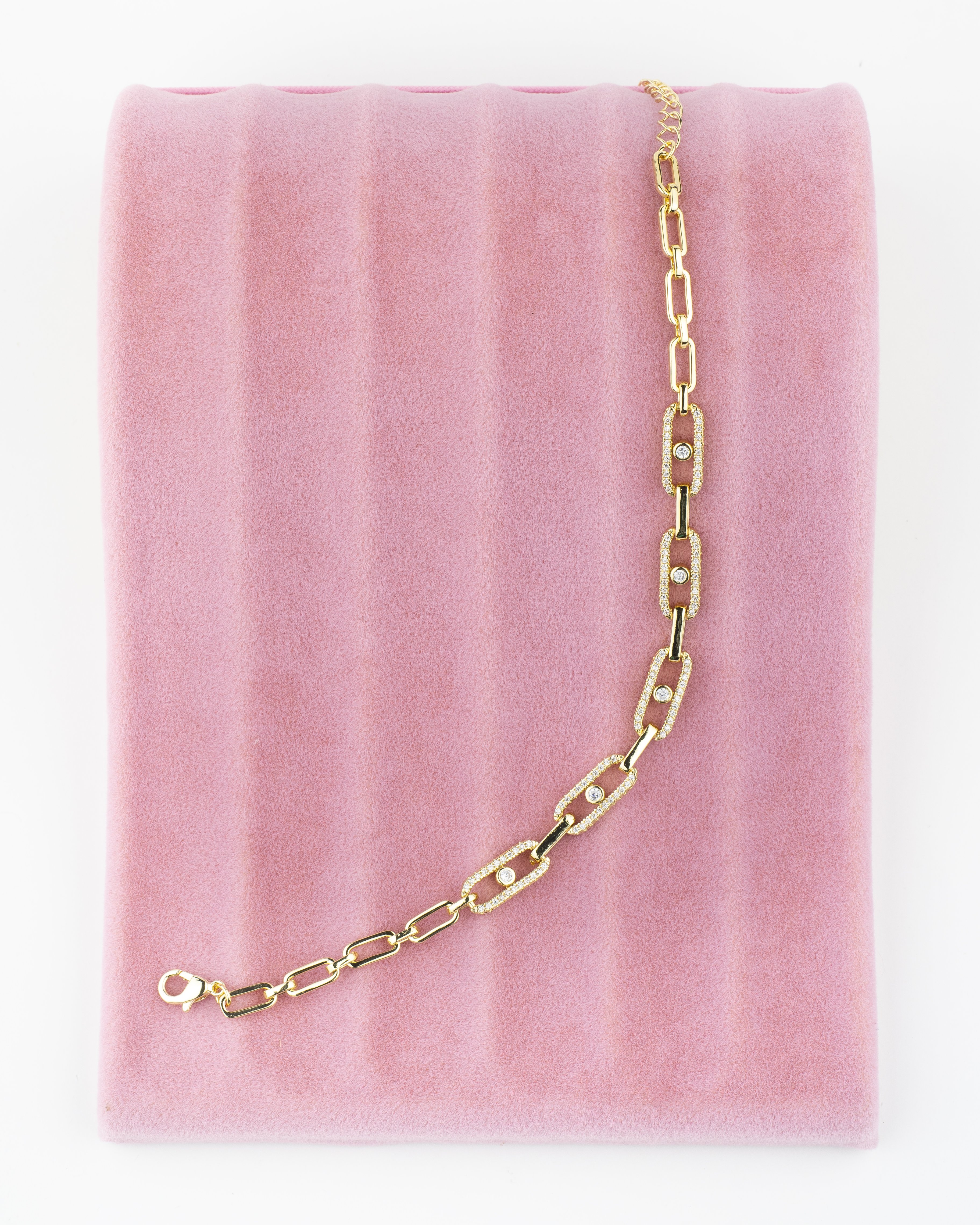 Zirkon Taşlı Gold Bileklik