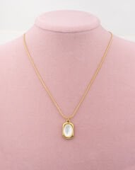 Şeffaf opal Taşlı Çelik Kolye