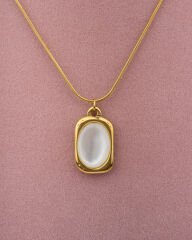 Şeffaf opal Taşlı Çelik Kolye