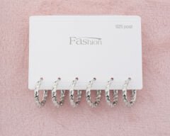 925 Plakalı Halka Küpe Seti