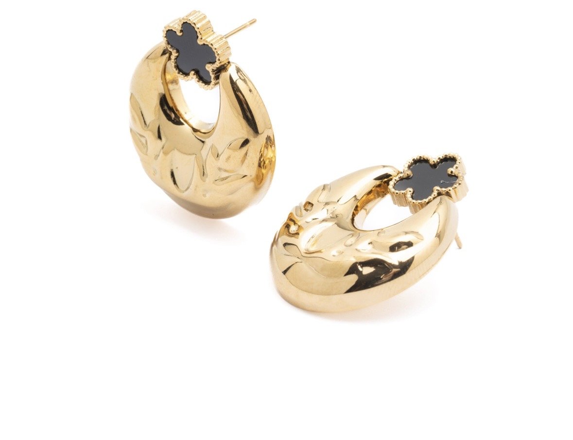 Gold Plaka Halka Küpe