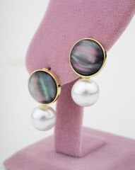 Zümrüt Yeşili İnci Detaylı Küpe