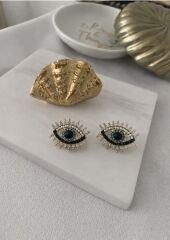 Renkli Zircon Taşlı Göz Küpe
